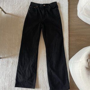Dr. Demin Pure Black Wide Leg Jeans